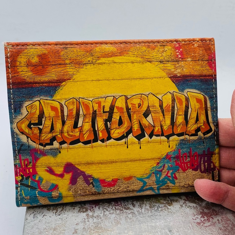 United Streets Of Art Soft Leather Wallet With Colorful California Graphics